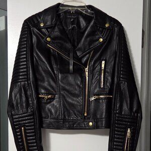 NWT Black faux leather jacket - medium